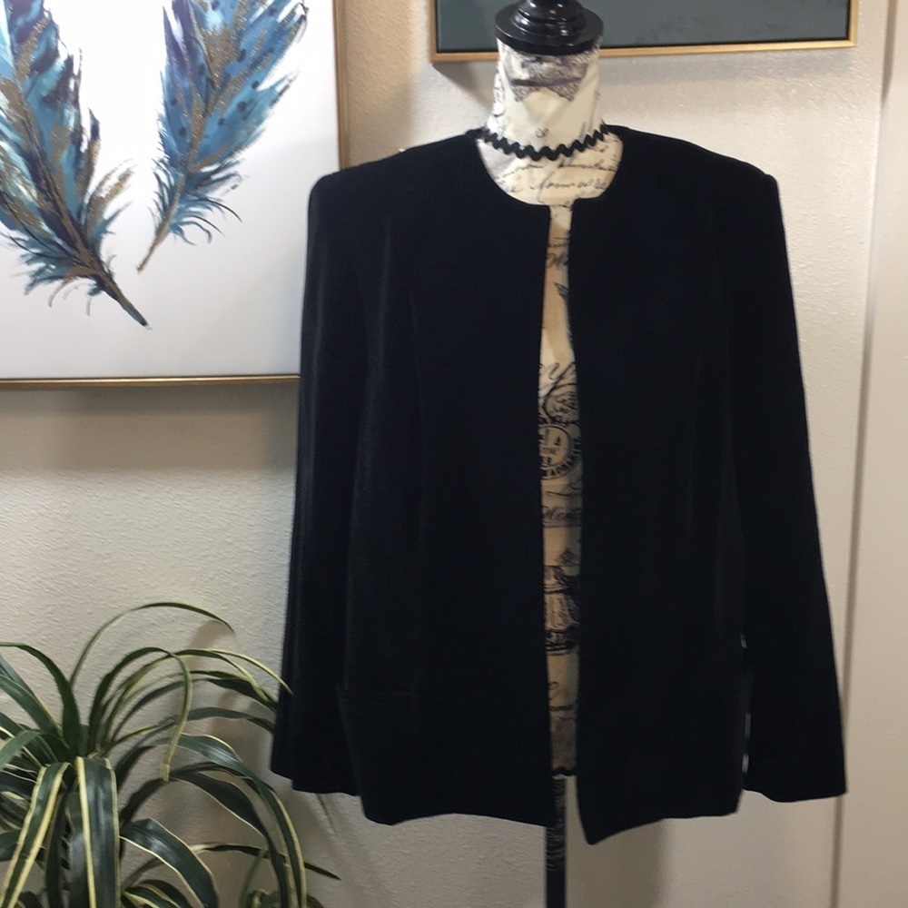 Cassandra thick velvet open front jacket